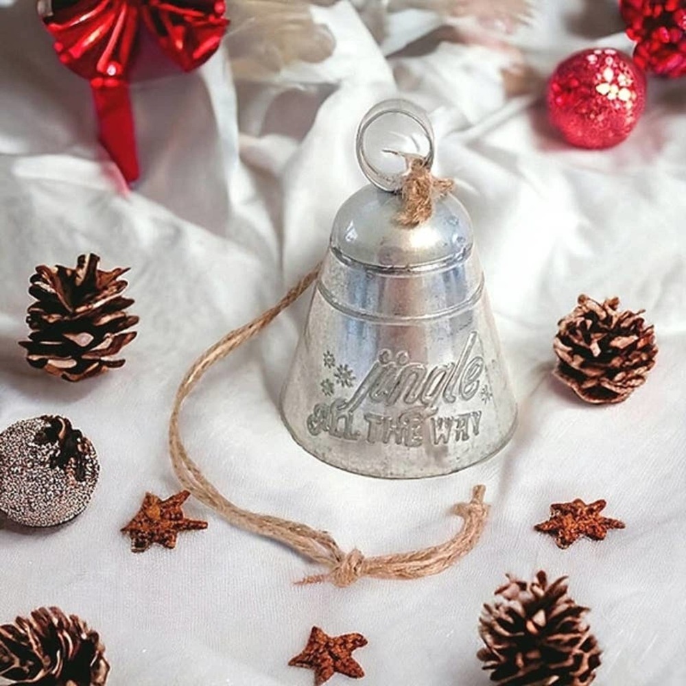 4" Christmas COW BELL‎ Ornament Hanging Sound Ringer Silver Aluminum Jingle